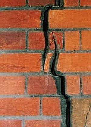 Cracks in a wall due to tree realted subsidence